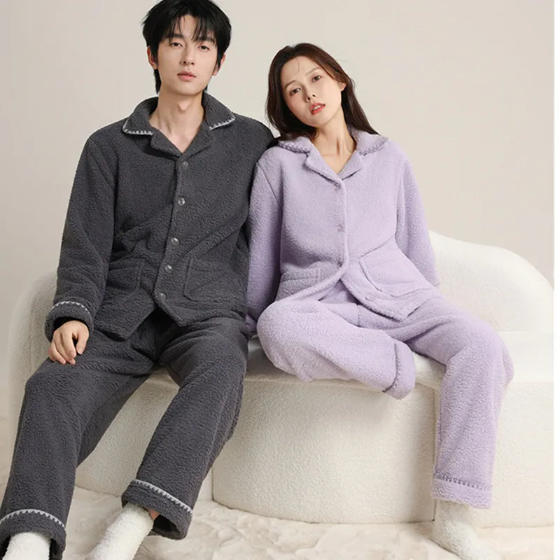 

Одежда для сна для пар, новые повседневные пижамы большого размера, популярный коралловый флис, теплая зимняя домашняя одежда, свободная фланелевая ночная рубашка, женские пижамы