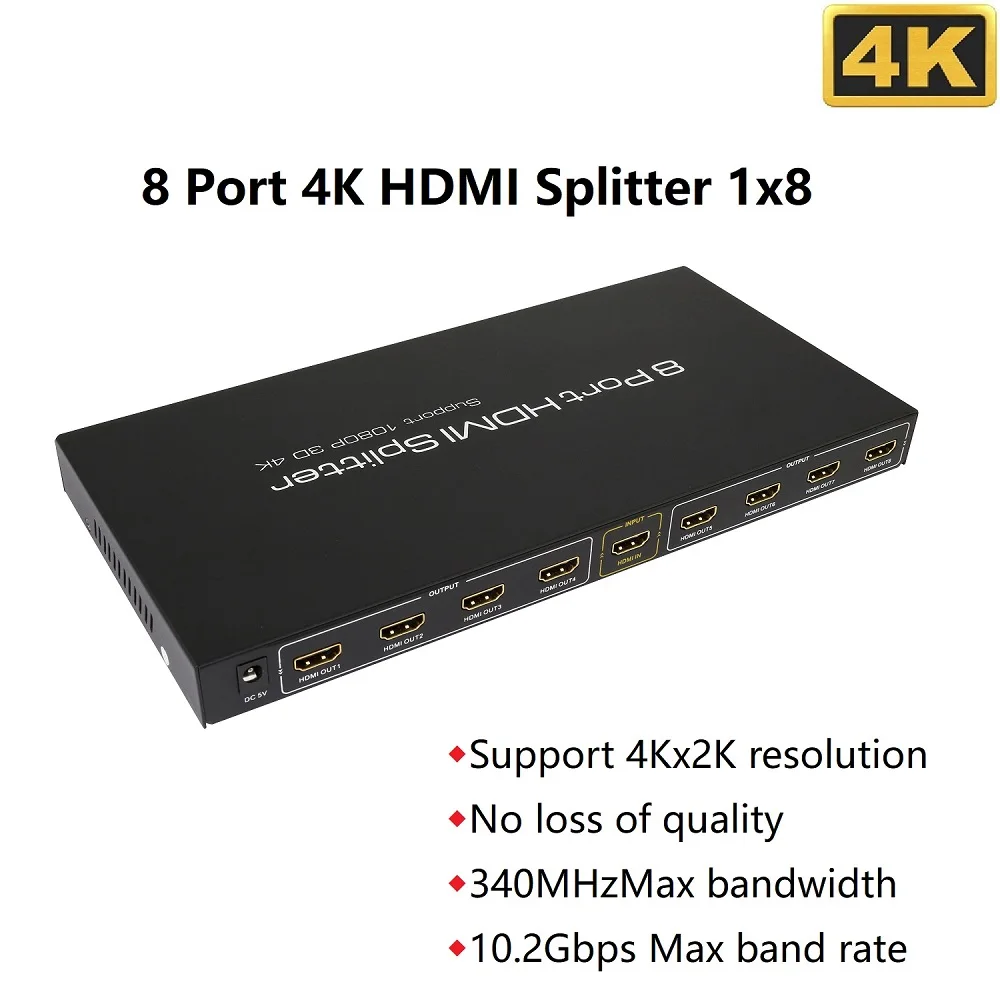 

4K HDMI сплиттер 1x8 Full HD 1080P CEC 8 Way HDMI сплиттер преобразователь 1 в 8 разделение для CCTV PS4 XBOX DVD