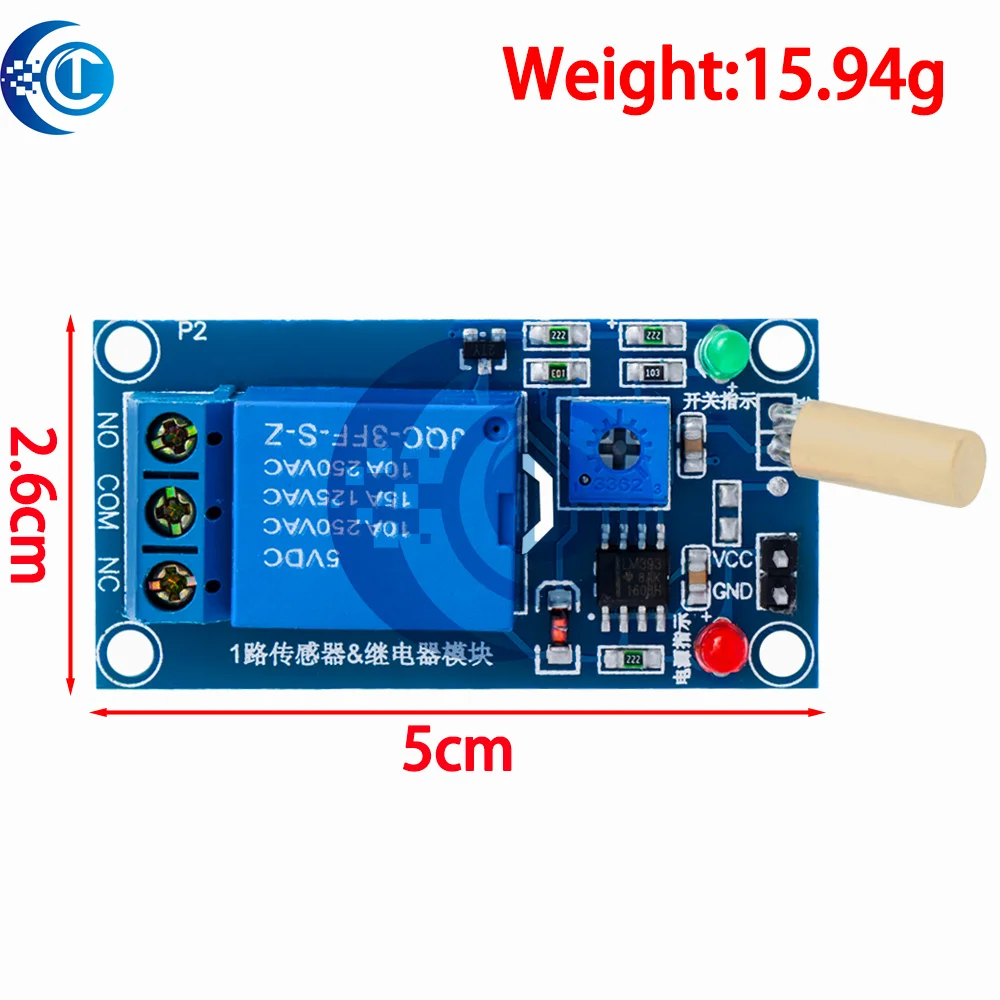 Módulo de relé do sensor de ângulo de inclinação de 1 canal CLT: 5V/12V com interruptor esférico SW520D – compatível com Arduino