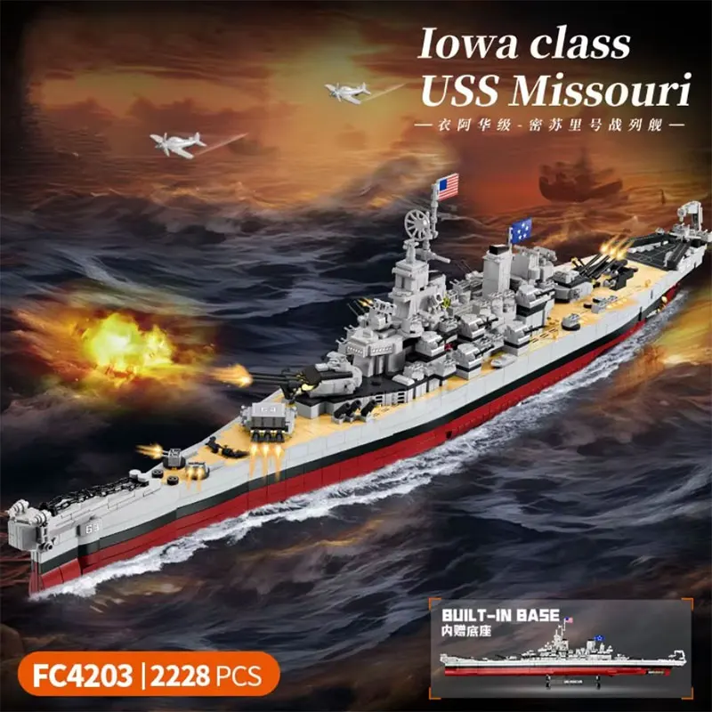 

Военный линкор серии FC4203 Миссури линкор крейсер модель строительные блоки набор песмарка лодка кирпичи игрушка для детей подарки