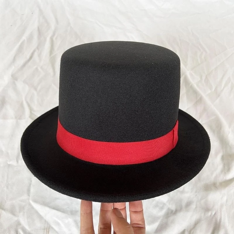 R1WE الكبار قبعة تريلبي تنفس النمط البريطاني قبعة مسطحة الكبار مهرجان حفلة مهرجان الساحر فيدوراس قبعة أنيقة #5