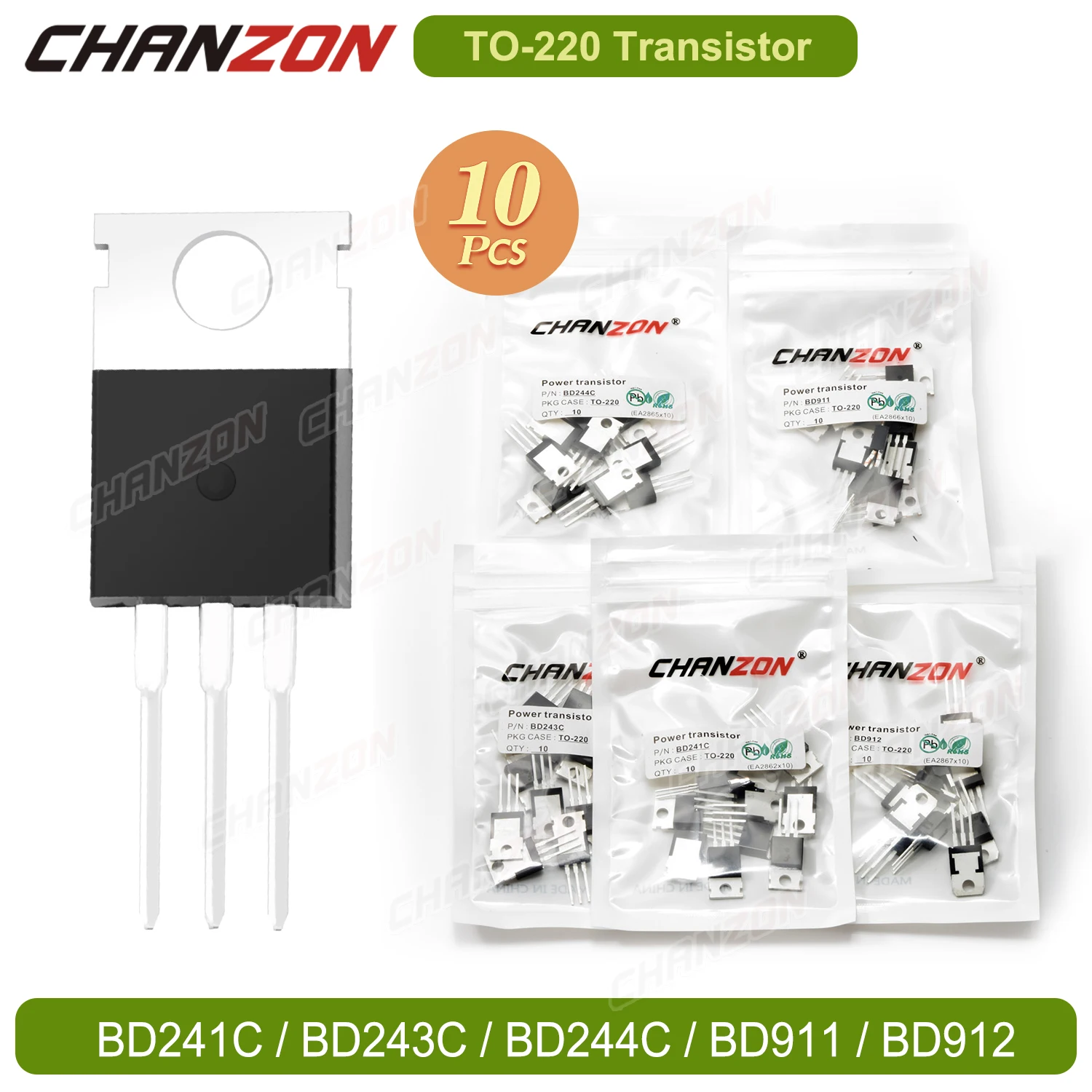 10PCS TO-220 Bd241C Bd243C Bd244C Bd911 Bd912 Power Transistor New Original Single Triode Tube Assorted Integrated Circuit Ic