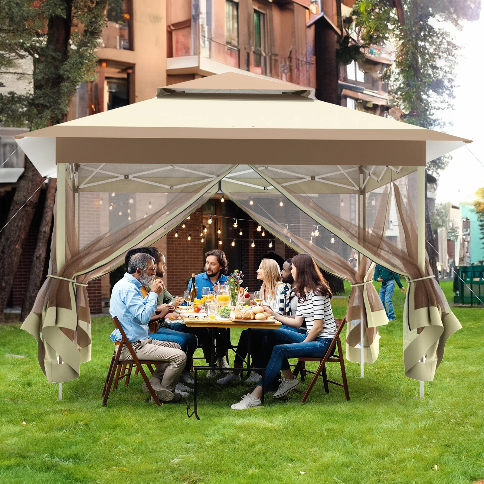 Pop-up-Klapp pavillon, wasserdichtes Gartenparty-Camping zelt mit 4 Moskito  netzen - AliExpress 1503