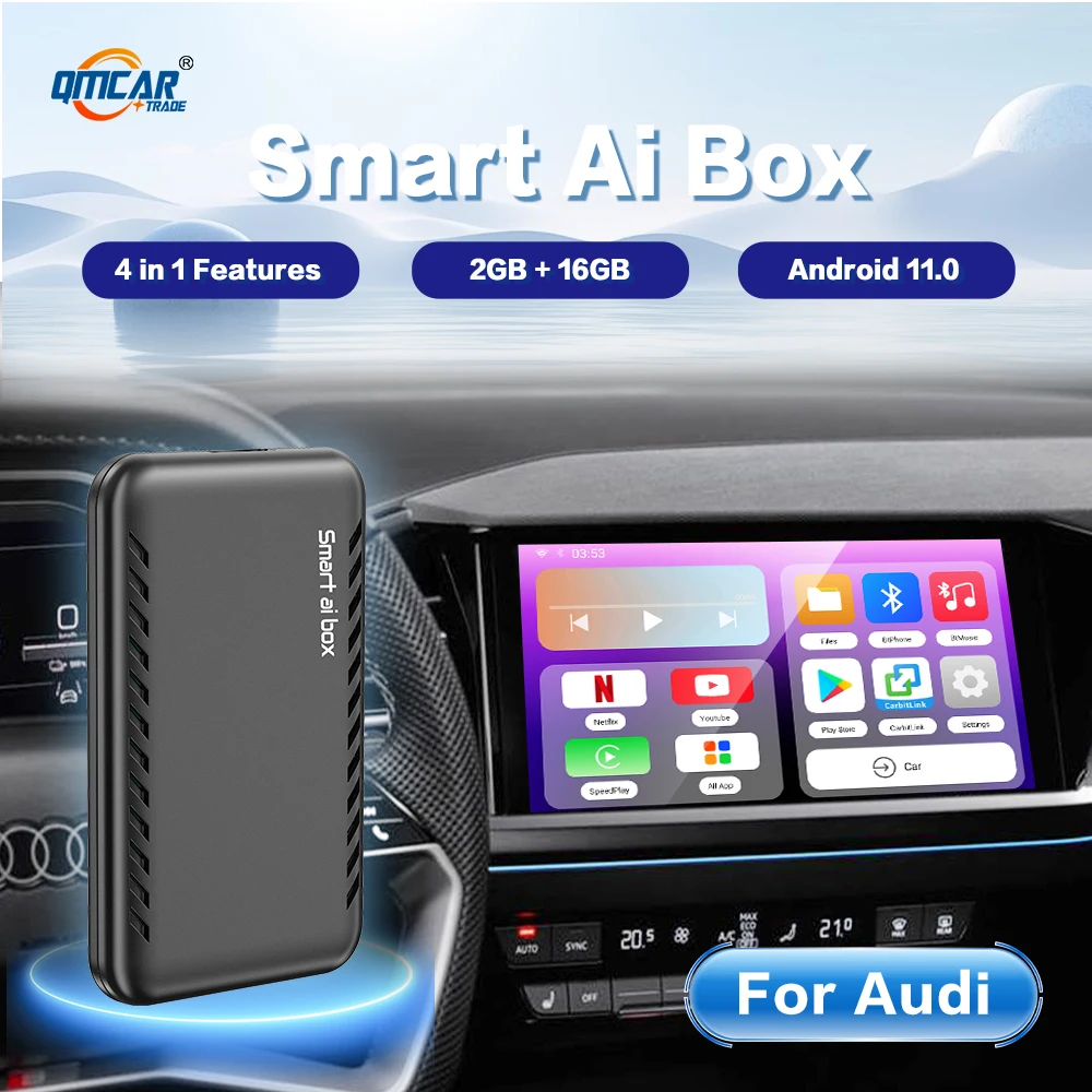 Carplay Ai Box Wireless Android Auto Tv Box For Youtube Netflix For Audi A3 A7 Q2 R8 A8 TT E‑Tron Q8 Q4 e‑tron Sportback e‑tron