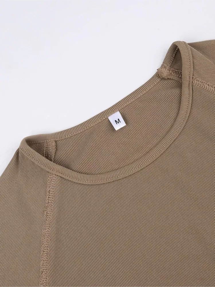 Spring Khaki/Black 2 Piece Sets Tracksuit Women Outfits Long Sleeve Crop Top Tight Trousers Skinny Sports Yoga Sets Itness Wear