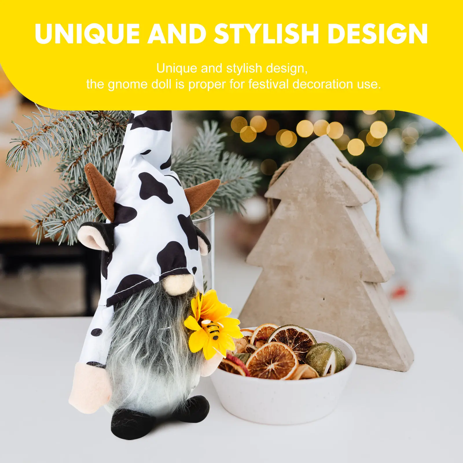 

Creative Faceless Cow Gnome Ornament Premium Festival Party Decoration Rural Style Stuffed PP Cotton Scene Layout Decor