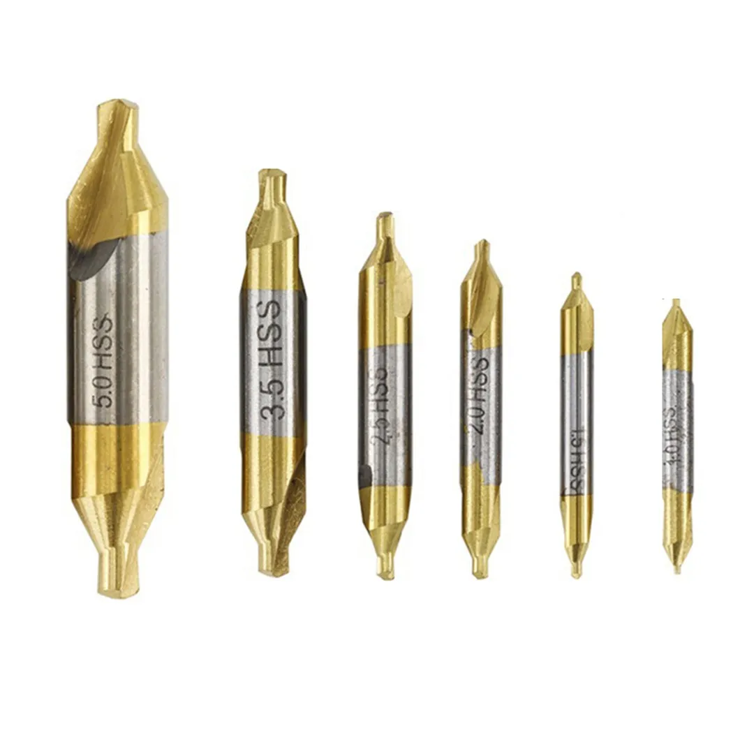 

High Quality Center Drill Bit Center Drill Hole Cutter TiN Coated 6pcs Combined Countersinks HSS Center Drill Bits