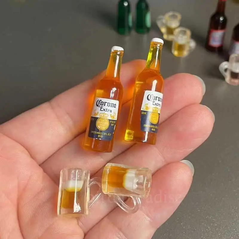 1 Set 1/6 Dolls Drinks Model Miniature Beer Bottle juice Mini Toys For Barbies Bjd OB11 Dollhouse Accessorie Kids Pretend Play