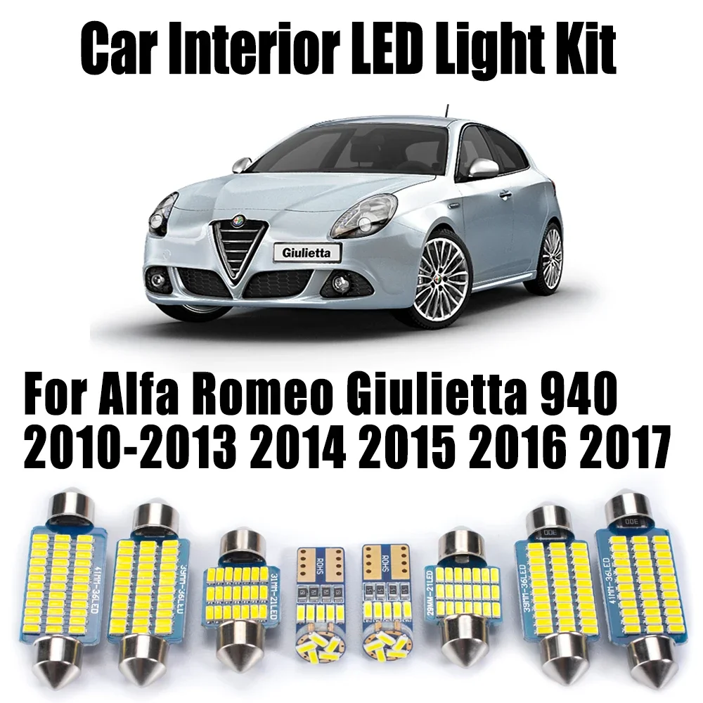 14Pcs Canbus LED Interior Map Trunk Door Light For Alfa Romeo Giulietta 940 2010- 2013 2014 2015 2016 2017 Car Reading Bulbs Kit
