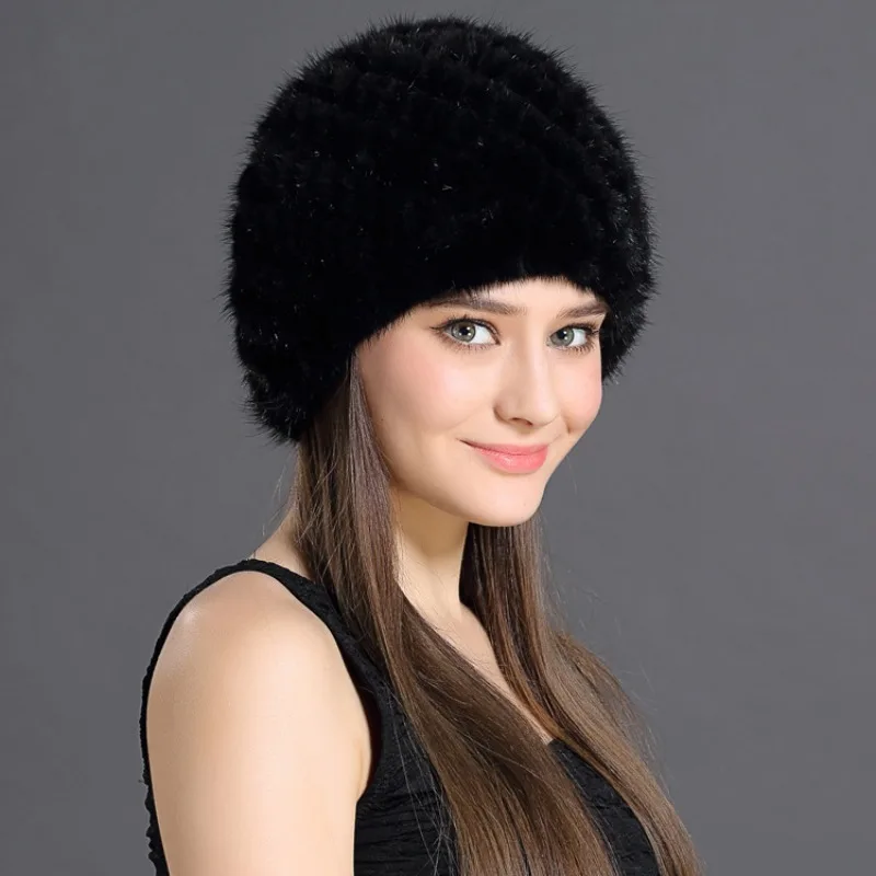 

Mink Wool Woven Hat Fur Hat Warm Winter Middle and Elderly Ear Protection Hat