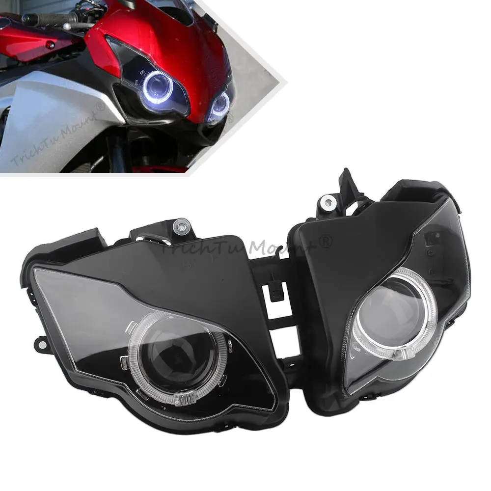 For Honda CBR1000RR 2008-2011 Motorcycle Headlight White Angel Devil Eyes LED Lights Hi/Lo Beam Front Head Lamp Assembly