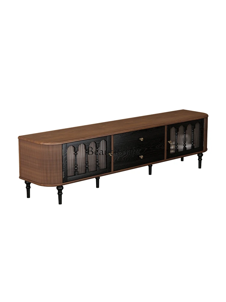 

Medieval Style All-Wood TV Cabinet French Retro Solid Wood Floor Cabinet