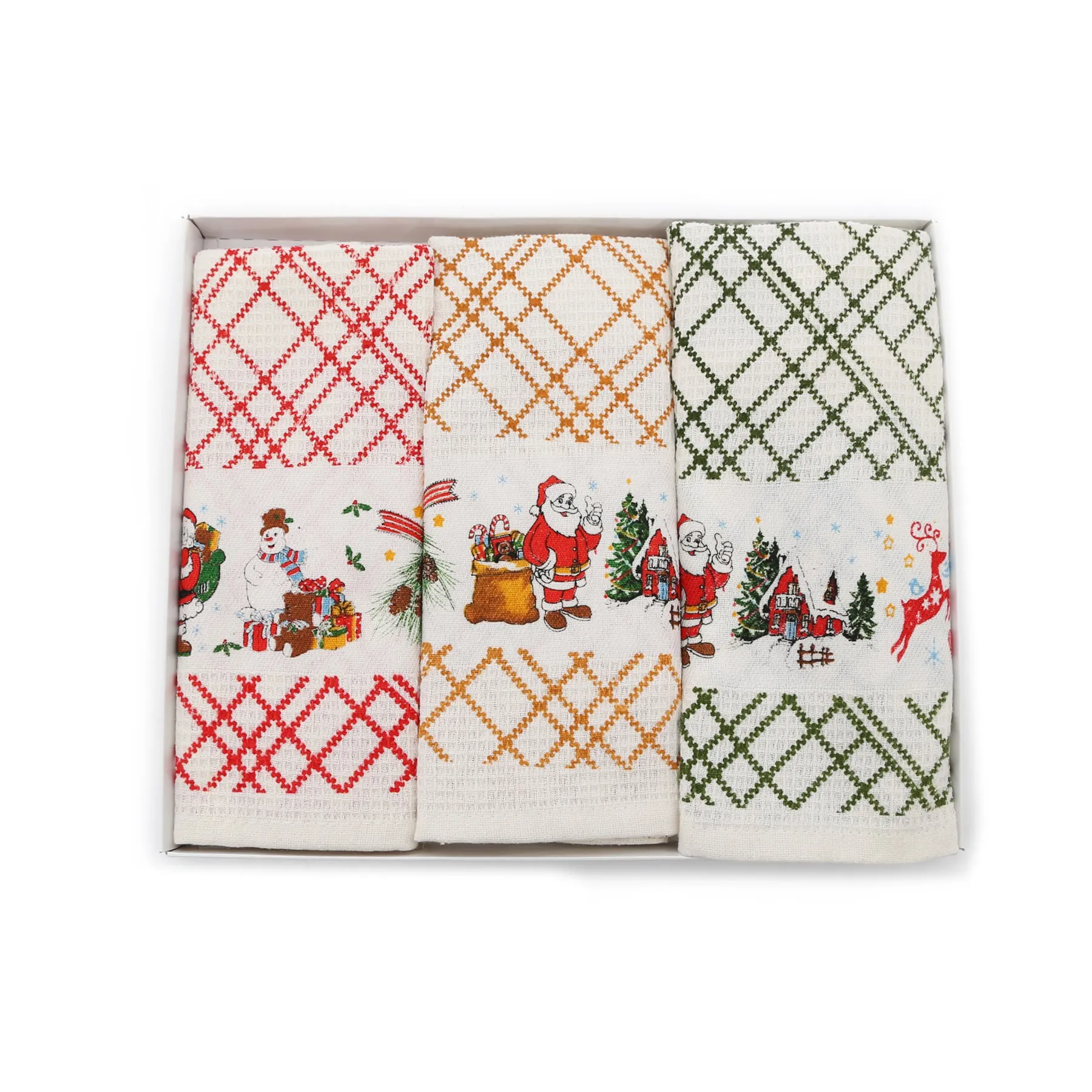 

2022 New Year Christmas Kitchen Dish Towel 3 Pcs 45 x 70 cm Gift Box Set Household Goods Kitchen 2021