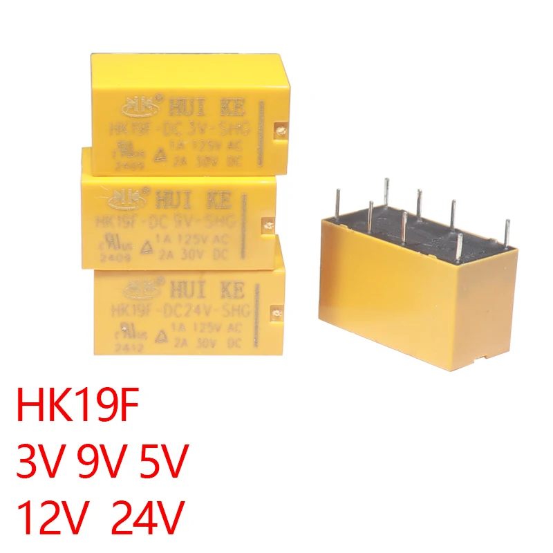 【5PCS】Coil DPDT 8 Pin Mini Power Relays PCB Type HK19F 3V/5V/9V/12V/24V HK19F-DC5V-SHG HK19F-DC12V-SHG HK19F-DC24V-SHG