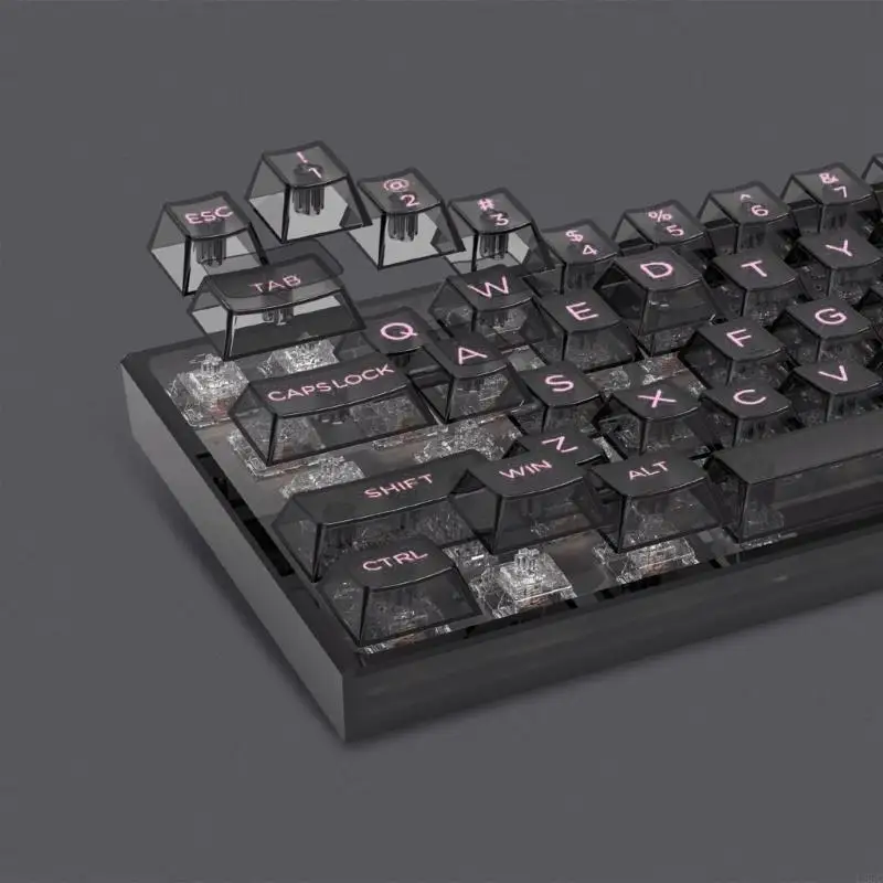 Mechanical Keyboard Keycap Set 152PCS Black See Through Keycaps Perfectly for Gaming and Office Use