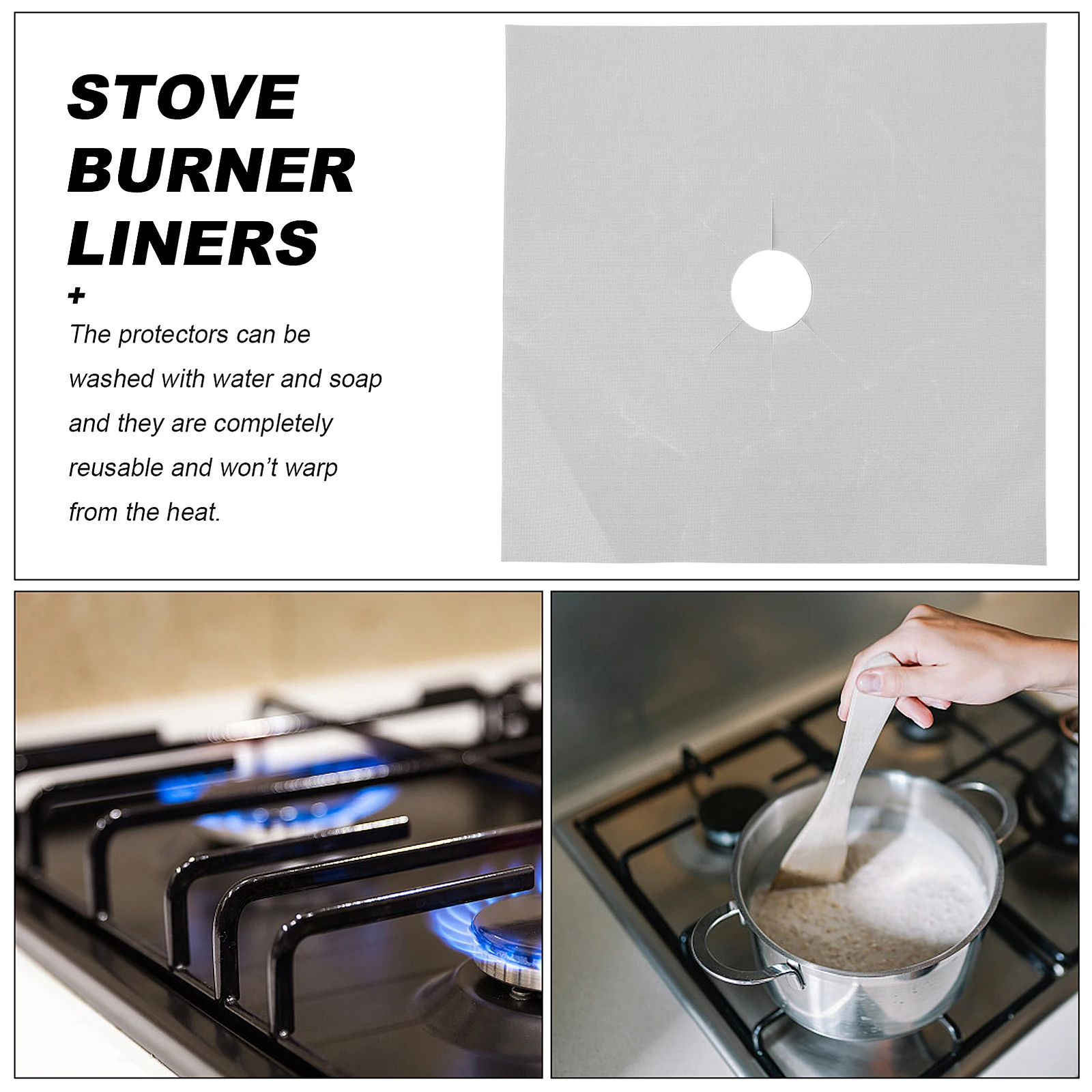 

4 Pcs Stove Top Covers for Gas Burners Oil-proof Protective Pad Liners Protectors
