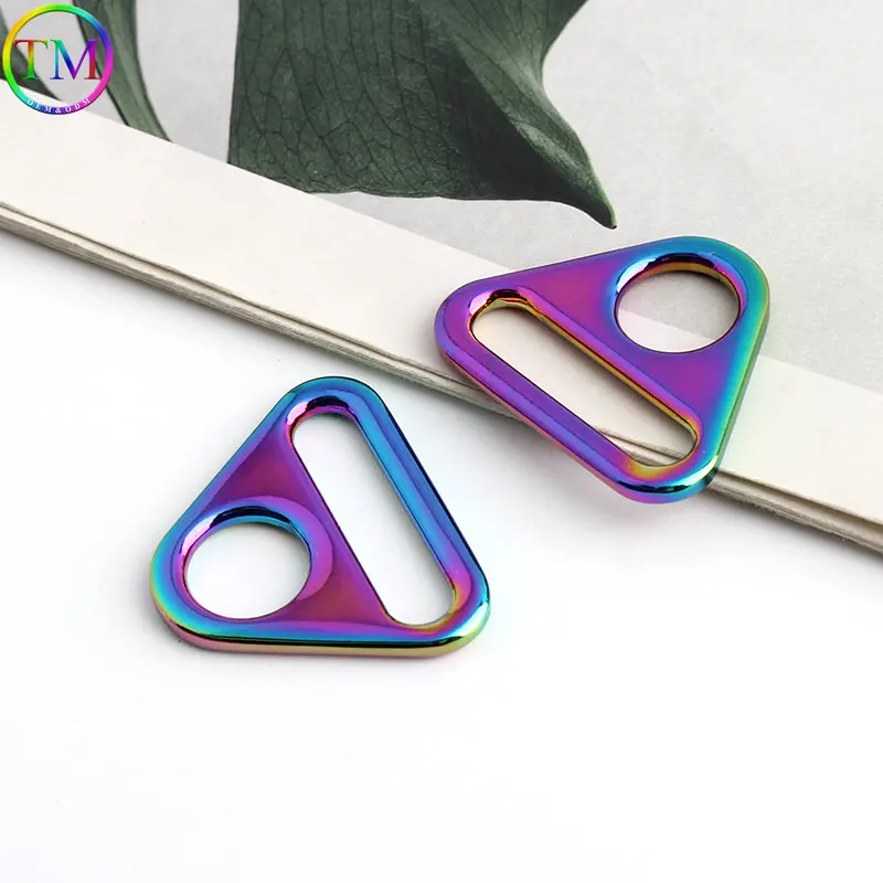 20mm 25mm Rainbow Triangle Openable Connect Hook Buckles Oval O Ring Adjuster Buckle Connectors For Diy Hardware Accessories