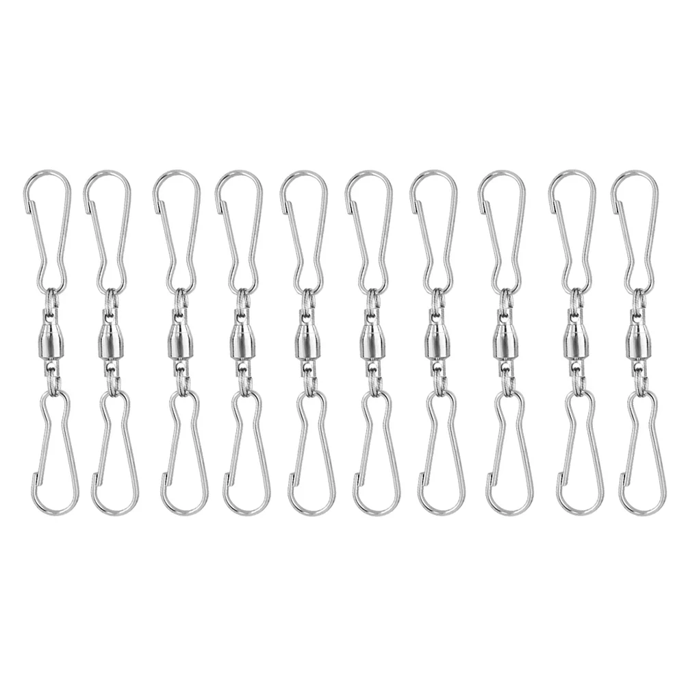 20 Pcs Swivel Hook Rotating Dual Clips Rotatable Spinner Courtyard Hangers Wind Stainless Steel Hanging Hooks Garden Supplies