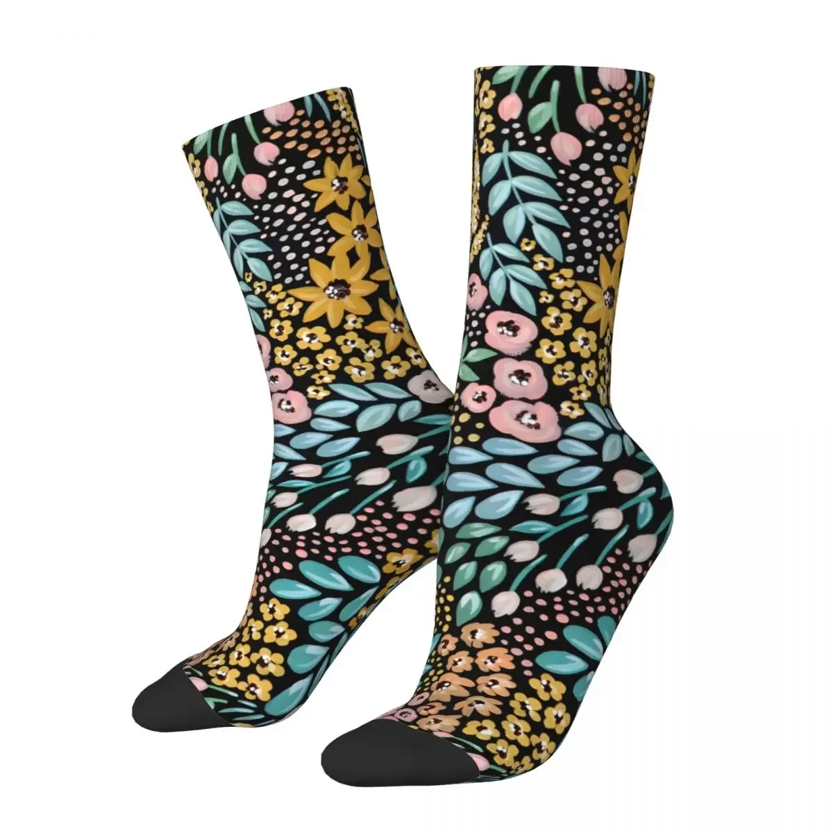 Crazy compression Summer Wildflowers Sock for Men Harajuku Seamless Pattern Crew Sock Casual