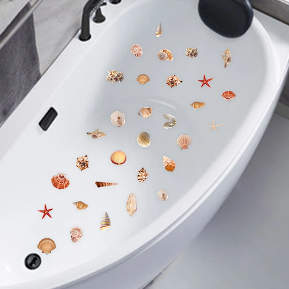 

6 Sheets Non-slip Bathtub Stickers PVC Kids Bathroom Decor Anti-slip Sea Stickers Self Adhesive Floor Decals Bath Accessories