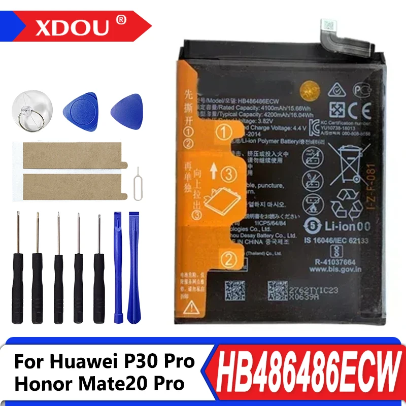 

Совершенно новый аккумулятор для телефона HB486486ECW 4200 мАч для Huawei P30 Pro/Mate20 Pro, сменные аккумуляторы + инструменты