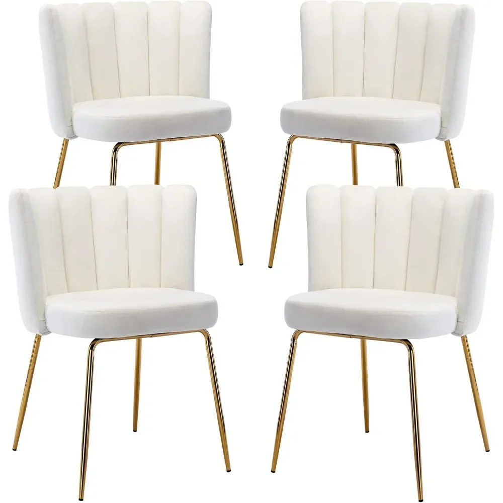 Dining Chair Set of 4 with Gold Metal Legs, Upholstered Kitchen & Dinings Room Accent Side Chairs, Modern Velvet Dining Chair