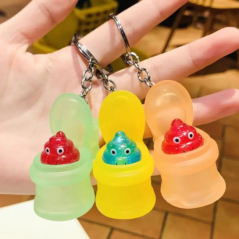 Tricky Mini Poop Squeeze Keychain Funny Creative  Fidget Toy Soft Stress Reliever Backpack Charm for Pranks