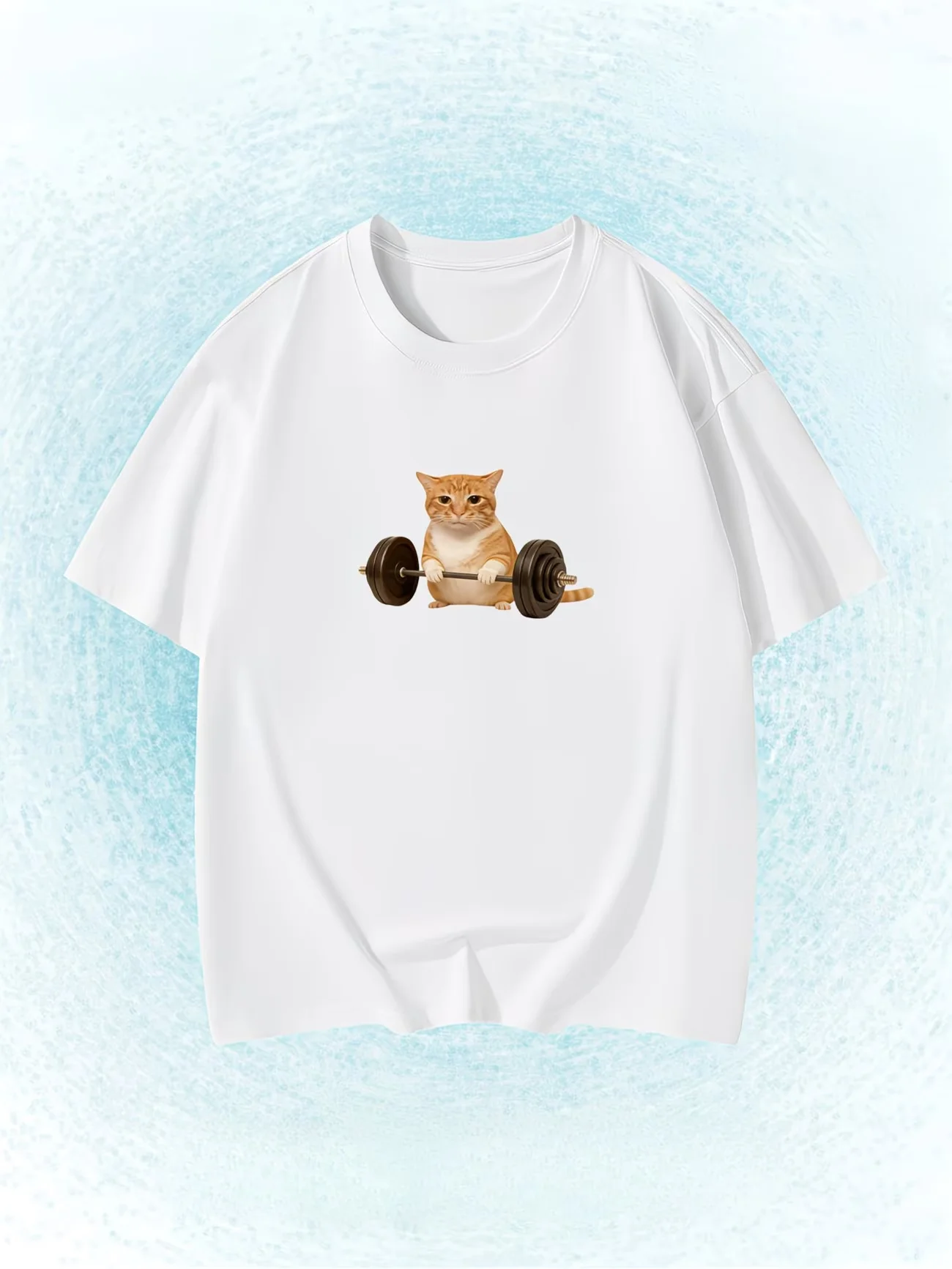 Lustiges Orange Katzen-Gewichtheber-Meme T-Shirt Fitness-Humor Grafik-Shirt Sommer Kurzarm Humorvolles Haustierliebhaber-Geschenk Streetwear-Oberteil – Detail 3
