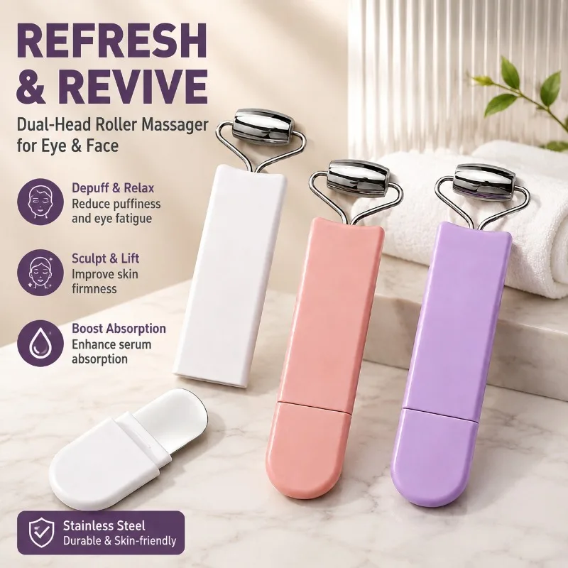 Stainless‑steel Multi‑purpose Rolling Massager Dual‑detachable Eye‑kneading Roller Instrument Blackhead Removing  Practical