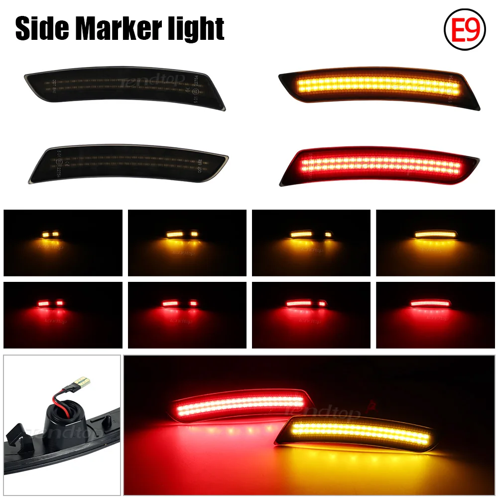 

Dynamic Amber Red Smoked Front Rear Side Marker Lighs for Chevy Camaro 2016 2017 2018 2019 2020 2021 2022 2023 6th gen Camaro