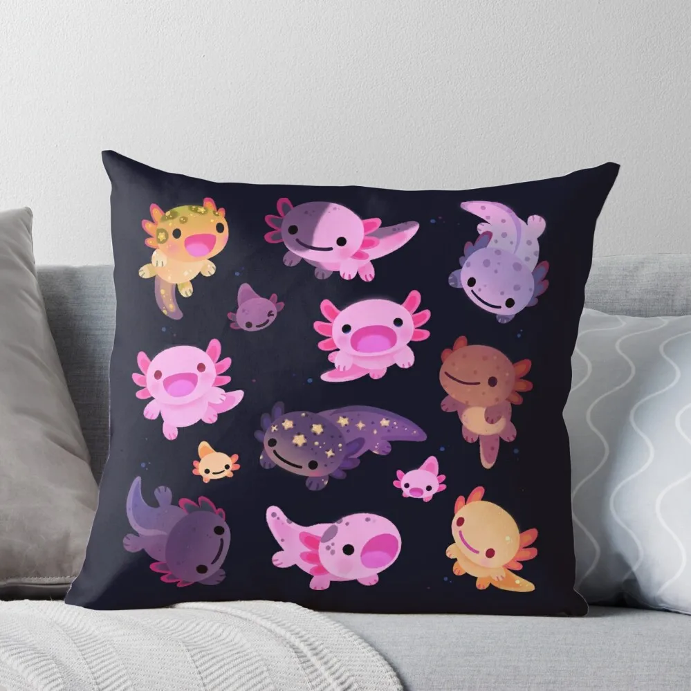 Happy axolotl Throw Pillow Room decorating items Throw Pillow Covers Cushion Cover For Sofa