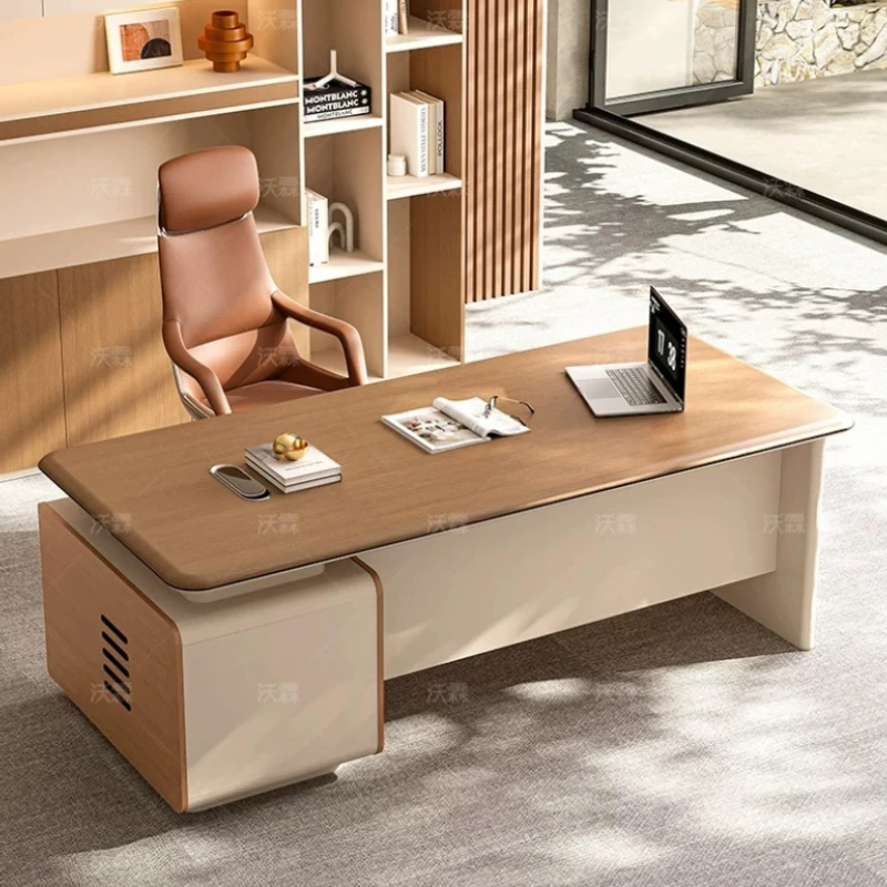 Modern Luxury Bedroom Desks With Side Cabinet L‑shaped Computer Desk Standing Wooden Manager Gaming Escritorio Office Furniture