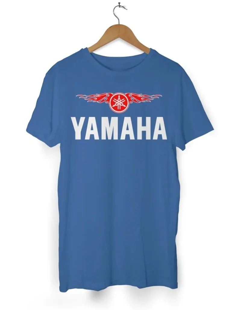 

Летняя хитовая модель: хлопковая синяя футболка Yamaha с коротким рукавом для мужчин и женщин, модная спортивная рубашка для мотоциклистов