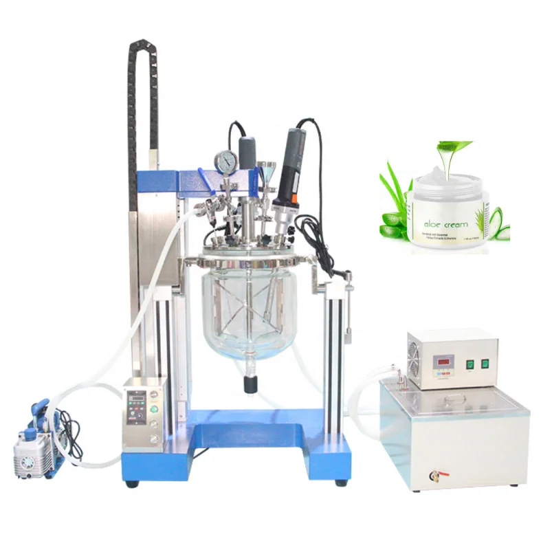 

Small emulsifier homogenizer reactor laboratory vacuum mixer, suitable for cosmetic cream lotion,