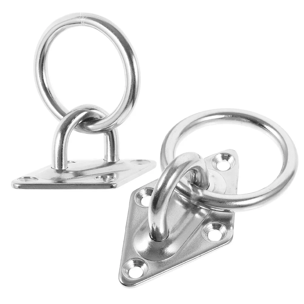 

2Pcs Stainless Steel Diamond Shape Rope Pull Rings Heavy Duty Truck Trailer Tie Down Anchors O Ring Mounting Plate D-Rings