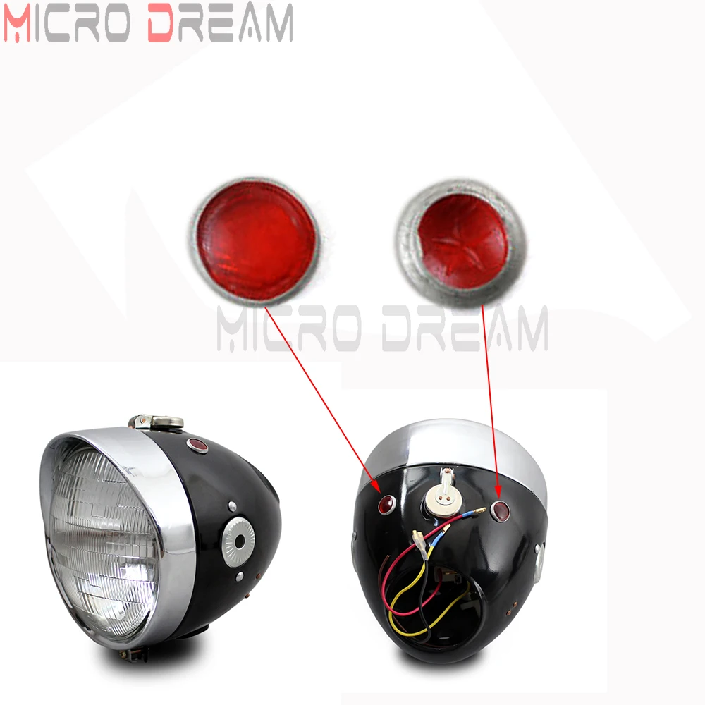 1 Pair Ural Sidecar Motorcycle Replacement Headlight Lens Red Retro Headlamp for BMW KS750 K750 M1M M1S M72 R12 R75 R51 Replika