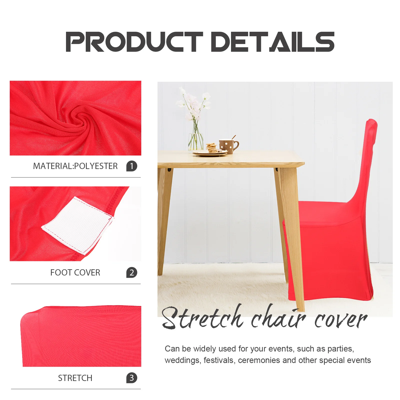 

2pcs Waterproof Covers Elastic Wedding Party Red Universal Chair Cover For Home Chair Covers