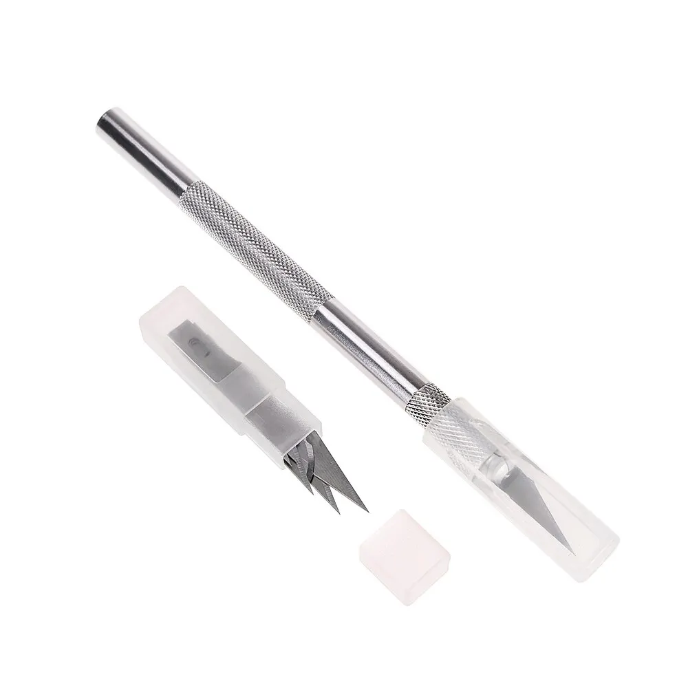 2 Handles 10 Blades Rubber Stamp Carving Knife Cell Phone Film Carving Knife Pen Knife Students with Handbook Art Knife