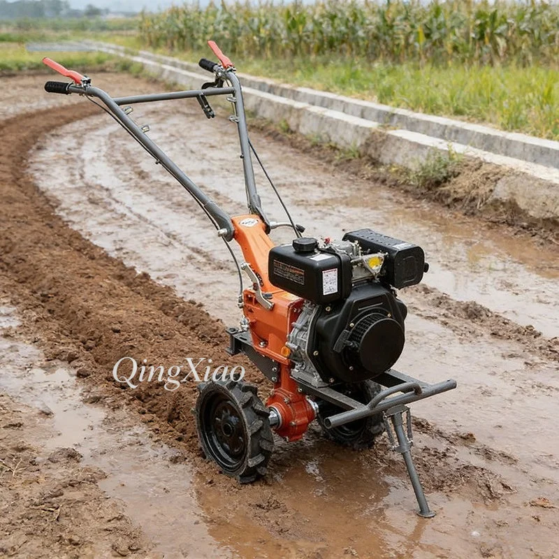 High Power 4-Stroke Rotary Tiller Mini Farm Cultivator for Tilling Loosening Ditching Weeding Suitable for Home and Farm Fields