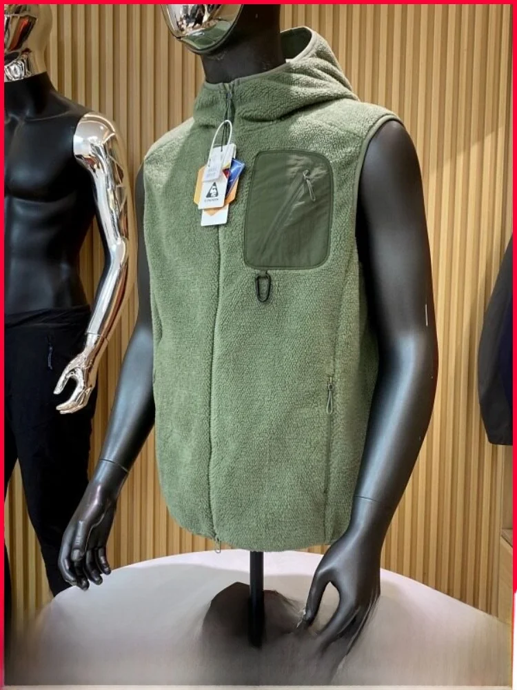 

Утепленный флисовый жилет для активного отдыха, осенне-зимний мужской теплый жилет с капюшоном на молнии, из полиэфирного волокна, повседневный, модный