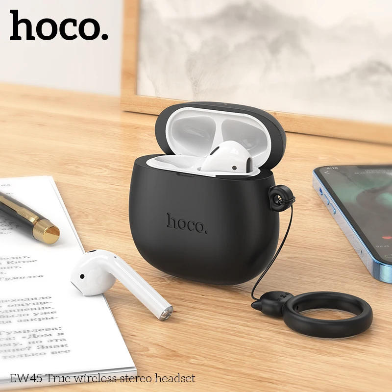 HOCO EW45 Mini Bluetooth Earphone Portable High quality Headphone Listen to Music Earbuds with Charging Box protective Case