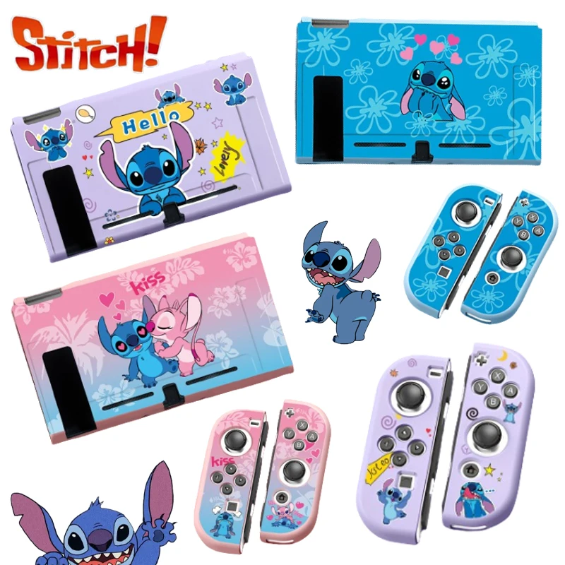 Disney stitch caso para nintendo switch ns dos desenhos animados capa protetora console joy con controladores tpu casca macia acessórios do jogo