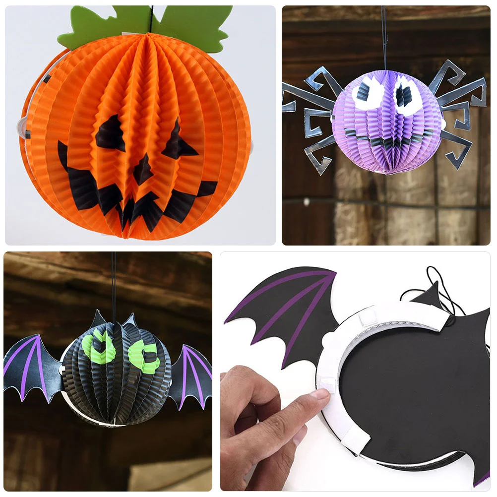 

9Pcs Halloween Paper Lantern Bat Pumpkin Spider Foldable Hanging Decoration for Festival Indoor Outdoor Spider Lantern