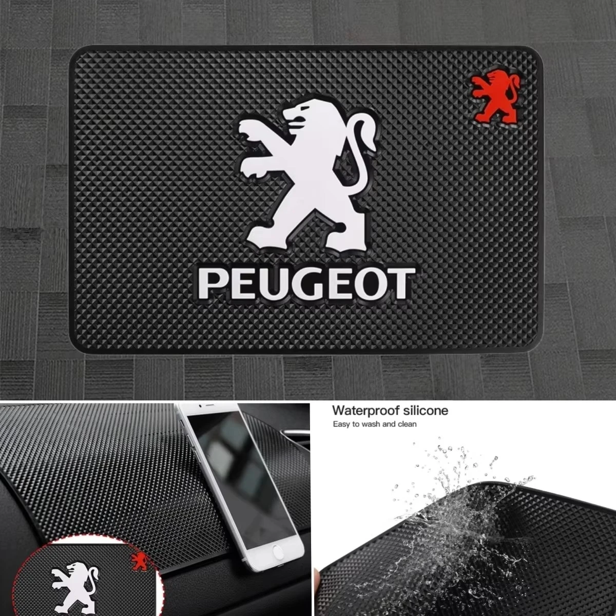 

Dashboard Non Slip Sticky PVC Pad Car Anti Slip Mat for Peugeot 3008 5008 208 308 508 2008 408X 108 Tire Valve Cap