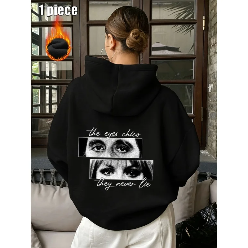 Vintagey2kLoose-fitting, casual hooded top Portrait hand-painted print pattern A stylish and loose-fitting new women’s pullover