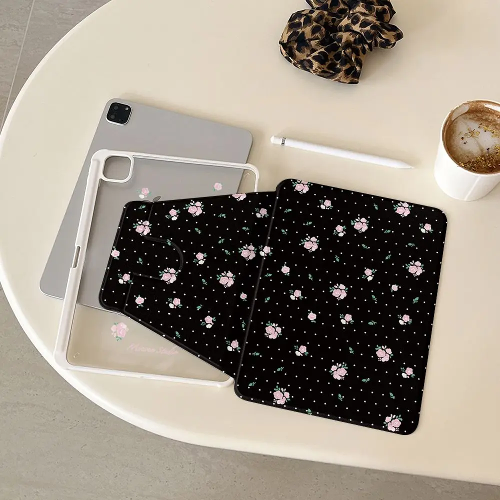 

Black Flower Blend Vintage Work Dog For iPad Pro Air 13'' 11'' M5 M4 M3 M2 2 1 11th A16 12.9'' 10 9 8 Th Mini 7 6 5 4 Case