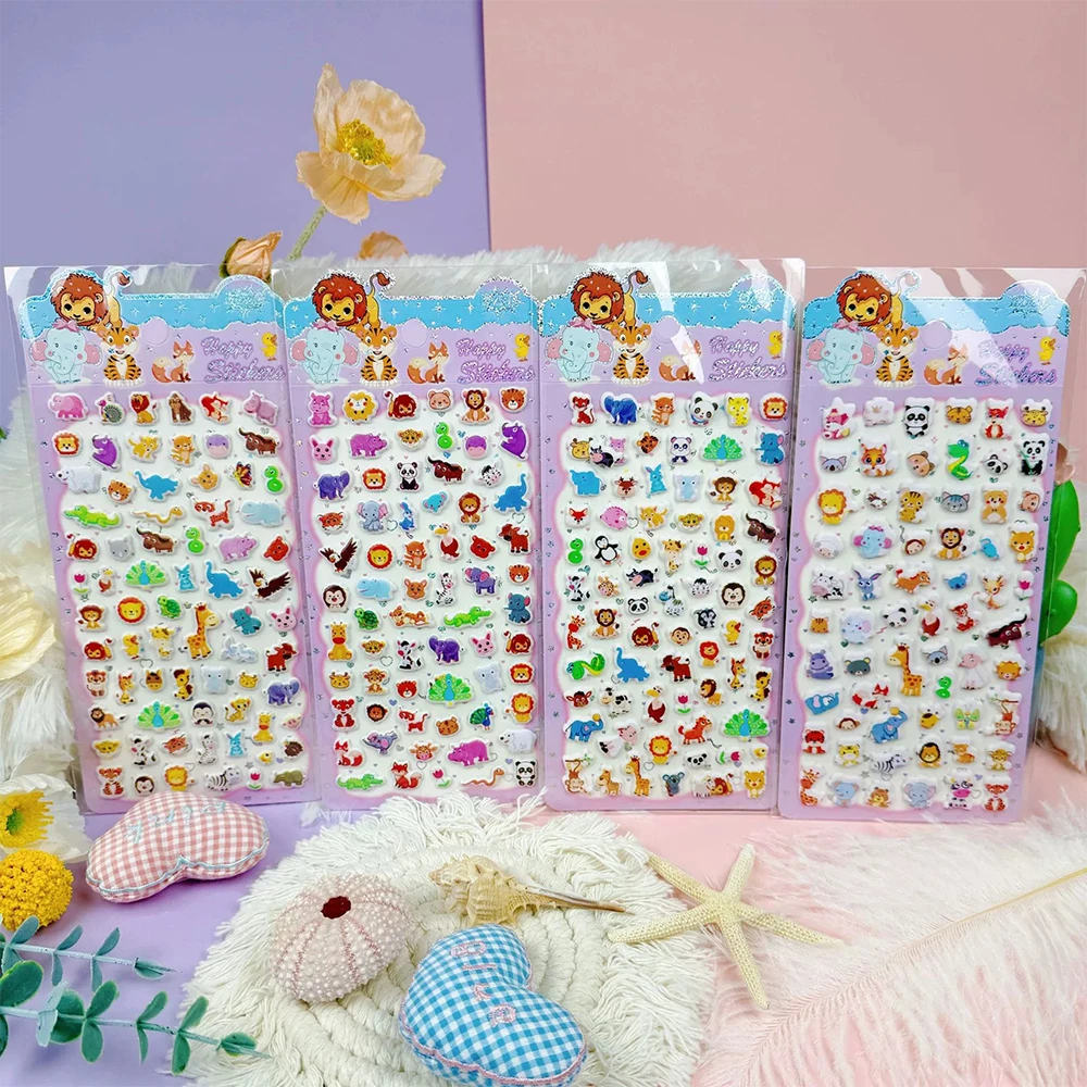 

4pcs Cute Funny Cartoon Little Animal Bubble Stickers Kawaii 3D Puffy Decals for Luggage Phone Handmade Decoration Sticker Gifts