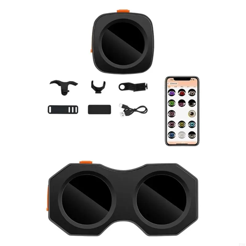 77HF Waterproof Motorcycle Tail Light Customizable Graphics Animation Dynamic Big Eye Light For Bicycles Electric Vehicle