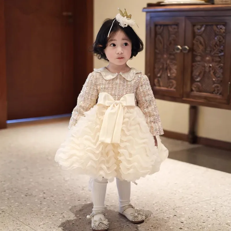 

New Children's Princess Ball Gown Host's Piano Performance Wedding Birthday Party Dresses For Girls A4929 Bridesmaid Dresses