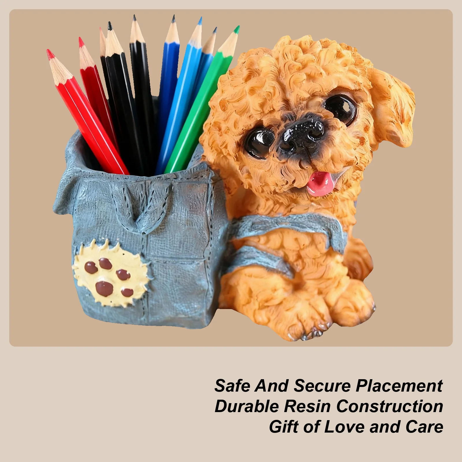 

Настольный держатель для ручек, органайзер для канцелярских принадлежностей в форме собаки, подставка, органайзер для ручек из смолы, держатель для кистей для макияжа, украшение для офисного рабочего стола